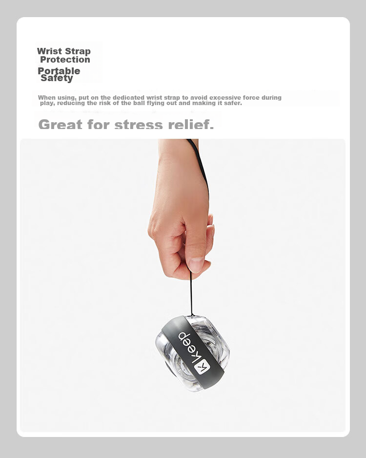 Keep Arm Strength Ball, Stress Relief Training, Arm Strength Device, Grip Ball, Variable Speed Colorful Lights, Centrifugal Spinner, Metal, Dark Gray 7