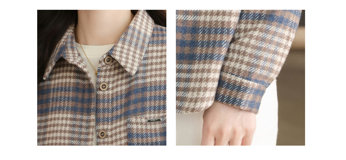 YUZHAOLIN Korean-Style Fashionable Simple Loose Brushed Shirt Versatile Jacket Lapel Plaid Top Women's Blouse Y143C2002 5