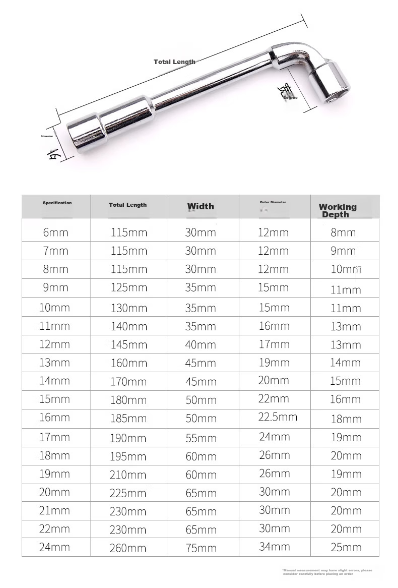 GREENER L-Shaped Household Socket Wrench Set of 3 Pieces: Hexagon/pipe/torpedo/bent head/double-headed/piercing Tire Wrench 14