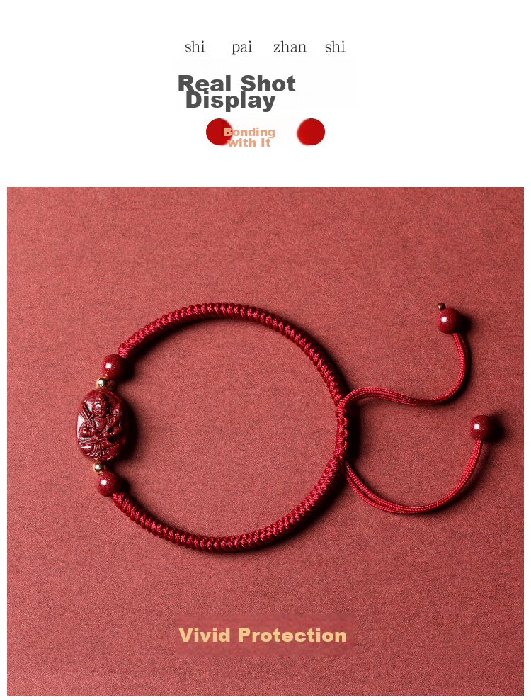 Shichuanbaishi Cinnabar Bracelet, 2026 Year of The Horse Zodiac Year, Red String Bracelet for Good Luck, Mingwang Zodiac Buddha Amulet, Available in Men's And Women's Styles 12