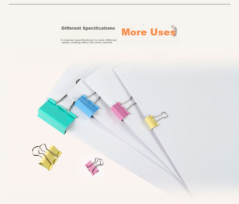 Jindeli (KINARY) 40 Pieces, 25mm Colored Binder Clips, Durable Long Tail Clips, #4 Metal Binder Clips, Document Clips, Office Supplies, TD1054 4