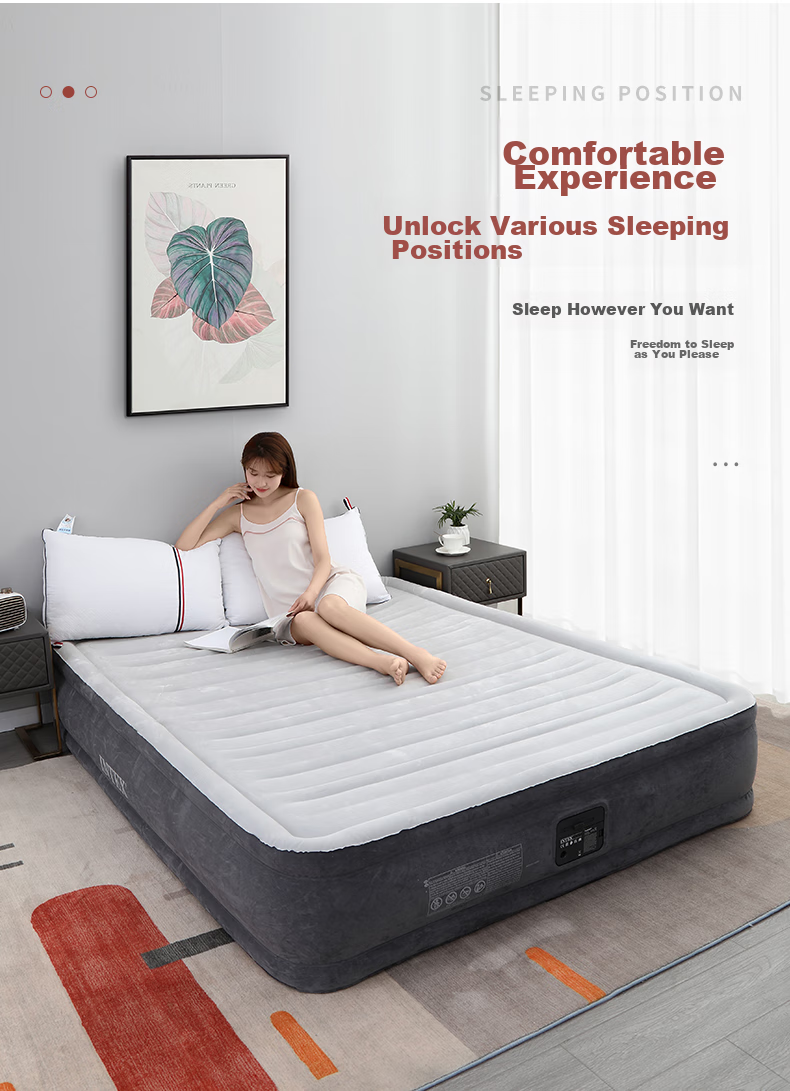 INTEX Built-In Electric Pump Single-Person Automatic Inflatable Bed, Home Nap Air Mattress Sleeping Pad Folding Bed with 1 Pillow, 67766NP 12