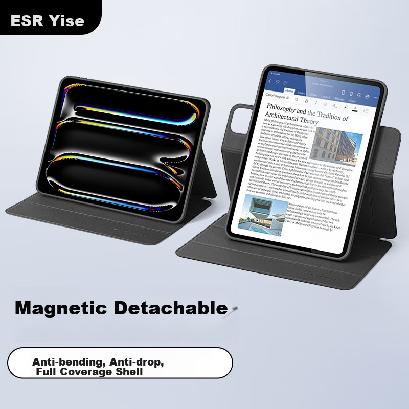 ESR IPad Pro Case for 2025/2024 New 11-Inch, Compatible with M5/M4 Chip, Magnetic Detachable Cover, Full Protection Anti-Drop Design, Dual-Use Landscape And Portrait, Black
