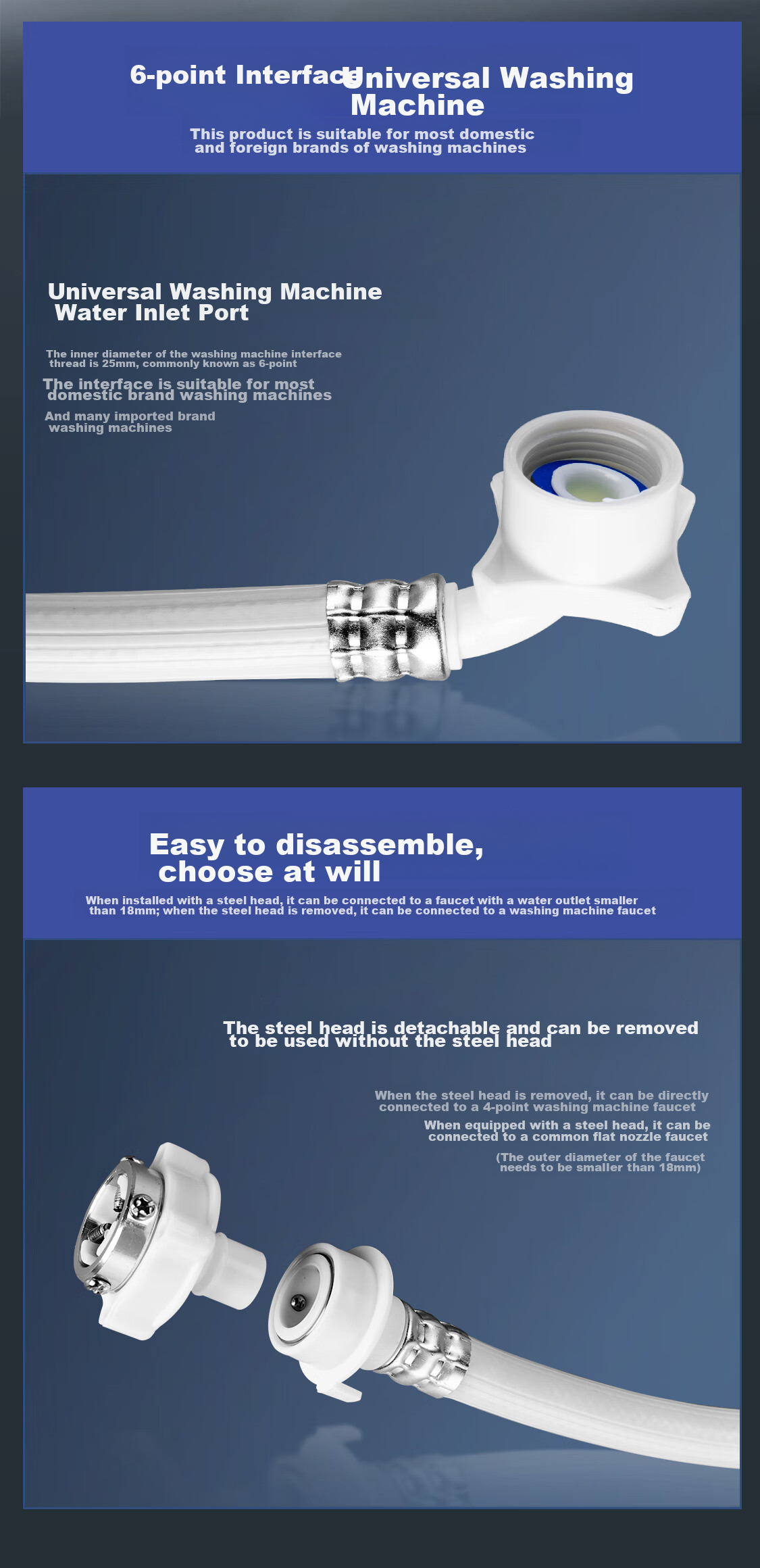 Beishi Washing Machine Inlet Hose, Thickened Universal Drum And Impeller Washing Machine Inlet Hose, Extended Water Inlet Pipe, Water Supply Extension Hose Connector Accessories, White 5 Meters 6