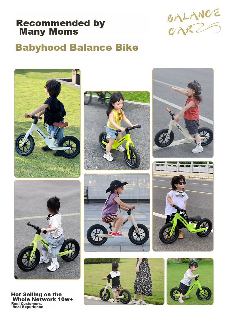 Babyhood Balance Bike for Children Aged 1-3 Balance Bike Toy Gift for Kids No Pedal Self-Propelled Scooter No Pump Required 1