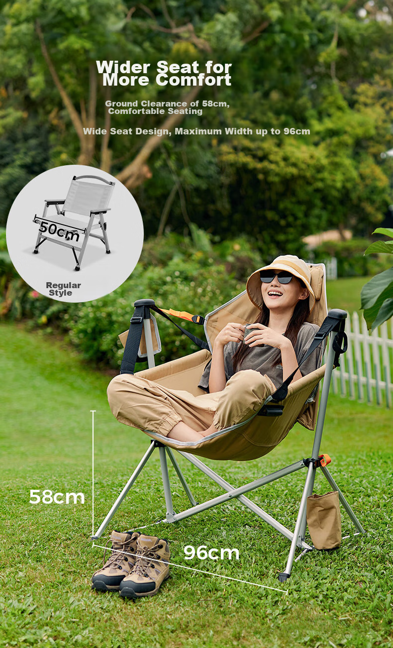 KingCamp Folding Chair, Outdoor Chair, Rocking Chair, Indoor Chair, Cradle Chair, Hanging Chair, Swing Chair, Aluminum Alloy Chair, KC2227, Khaki Color 4