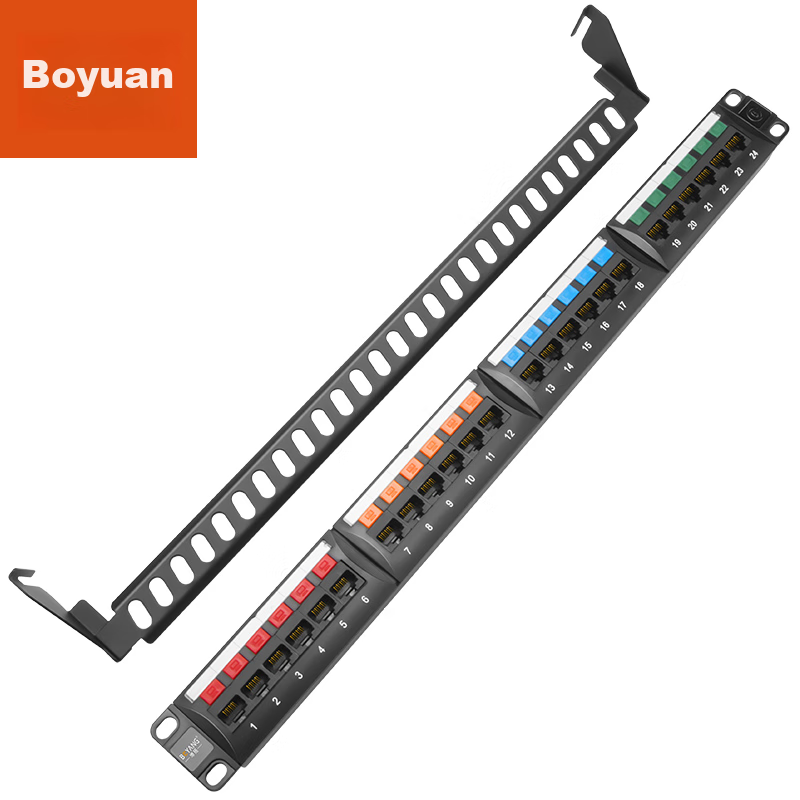 BOYANG High-Profile 12-Slot 24-Port Cable Management Rack, Network Cable Organizer 19-Inch Rack-Mounted Cabinet Network Patch Cord Fiber Optic Pigtail Cable Management Tray BY-LXJ 2