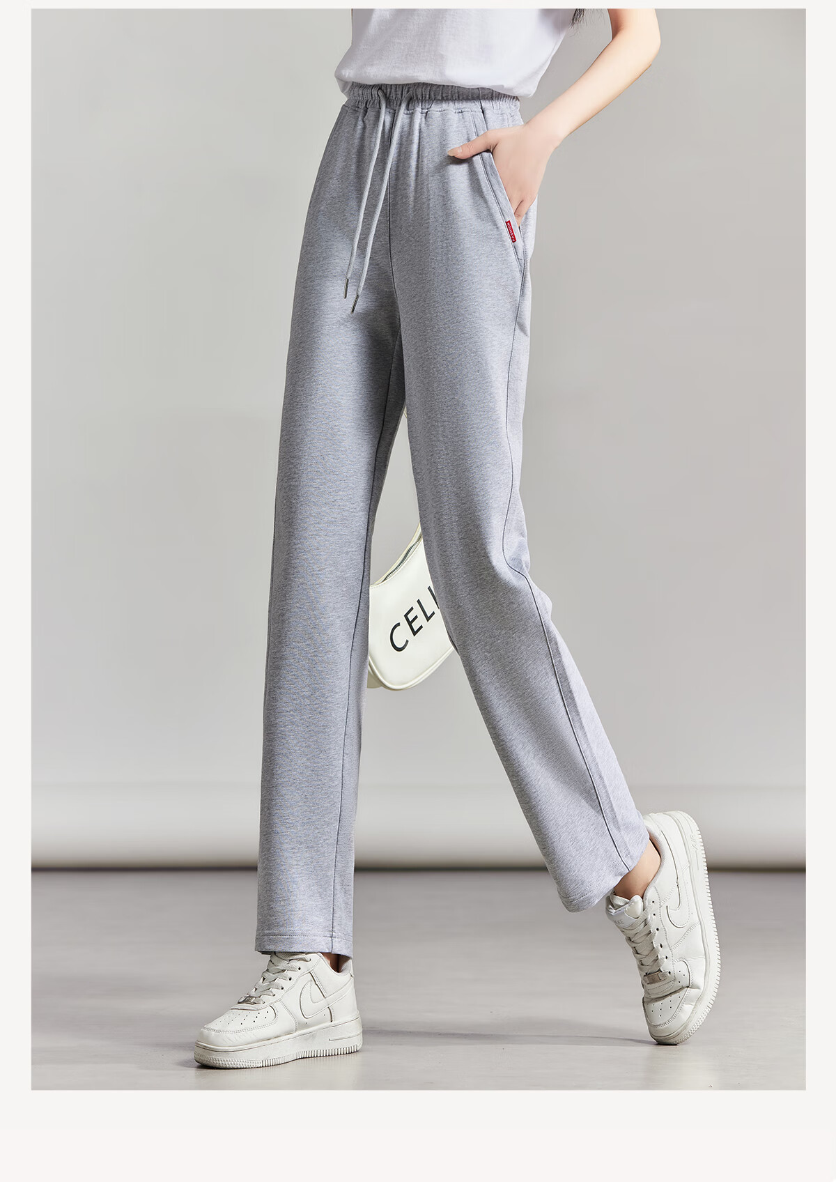 Chushen Spring Autumn Women's Elastic High Waist Slim Straight Korean Student Sweatpants Casual Pants S137R1257 1