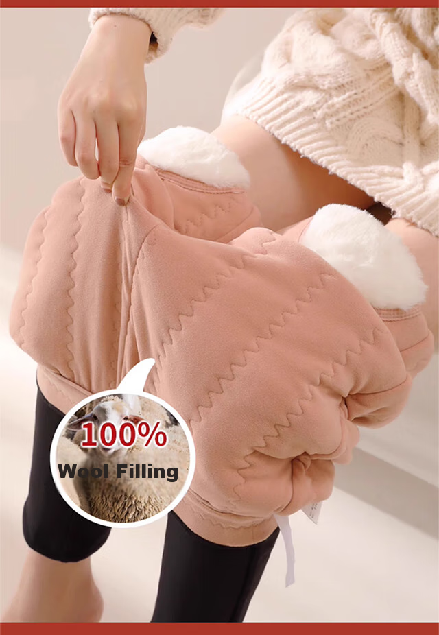LangSha Wool Thermal Pants for Women, Outdoor Wear, Winter, Extra Thick, Cold-Resistant, Knee Protection for Northeast China, Thick High-Waist Large Size Cotton Pants, Base Layer Pants 3