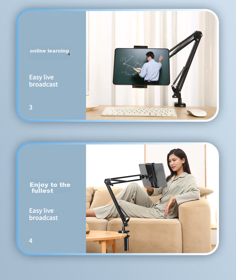 BIAZE [Ultra-Stable] Tablet Stand, Phone Holder for Online Classes And Live Streaming, Bedside Armrest Desktop Overhead Shooting Support Foldable Stand Suitable for Phones/iPads/Tablets 13