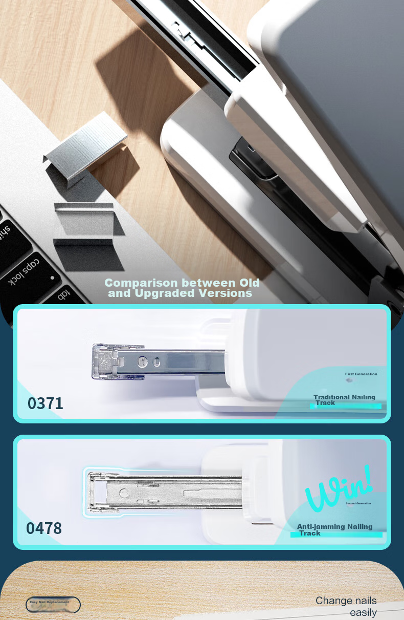 Deli (Deli) 40-Page Low-Effort Stapler, Anti-Jam Function, Pop-Up Staple Channel, Office Supplies, White 1