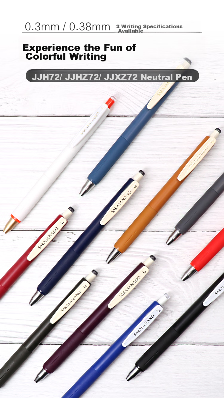 ZEBRA SARASA NANO Retro Color Gel Pen, 0.3mm Comfortable Gel Pen, Low Center of Gravity High Aesthetic Value Student Planner Pen Marker JJH72 Black, Pack of 10 1
