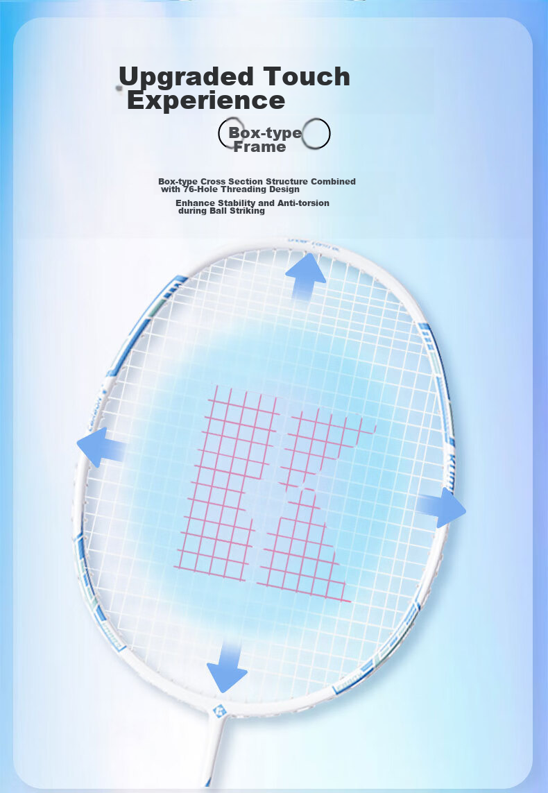 KUMPOO Badminton Racket, Full Carbon Ultra-Light, Suitable for Beginners, Training Racket, Versatile for Attack And Defense, Finished Racket, Xunfeng KD883 White And Gree 3