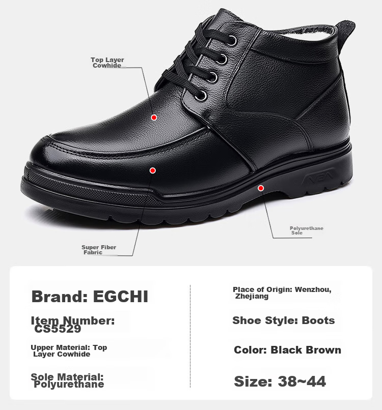 EGCHI Men's Leather Shoes, Business Casual Formal Shoes, Work Wear-Resistant New Style Shoes, Slip-On Style, Size 40, Model 8823 11