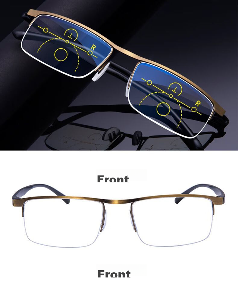 LESCA LUNETIER German Technology Automatic Zoom Reading Glasses for Men, Smart Bifocal Imported Anti-Blue Light Semi-Rimless Reading Glasses for Elderly Wome 15