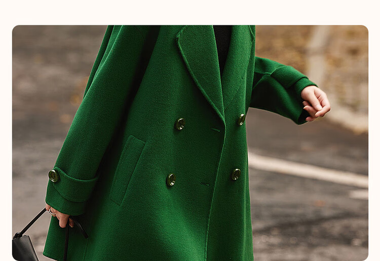 DME Winter New Double-Breasted Handmade Shearling Double-Faced Wool Coat for Women Mid-Length Camel M 2