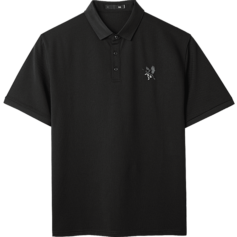 HLA Short-Sleeve Polo Shirt for Men, Breathable And Comfortable, Turn-Down Collar, Summer Black, Size 4XL