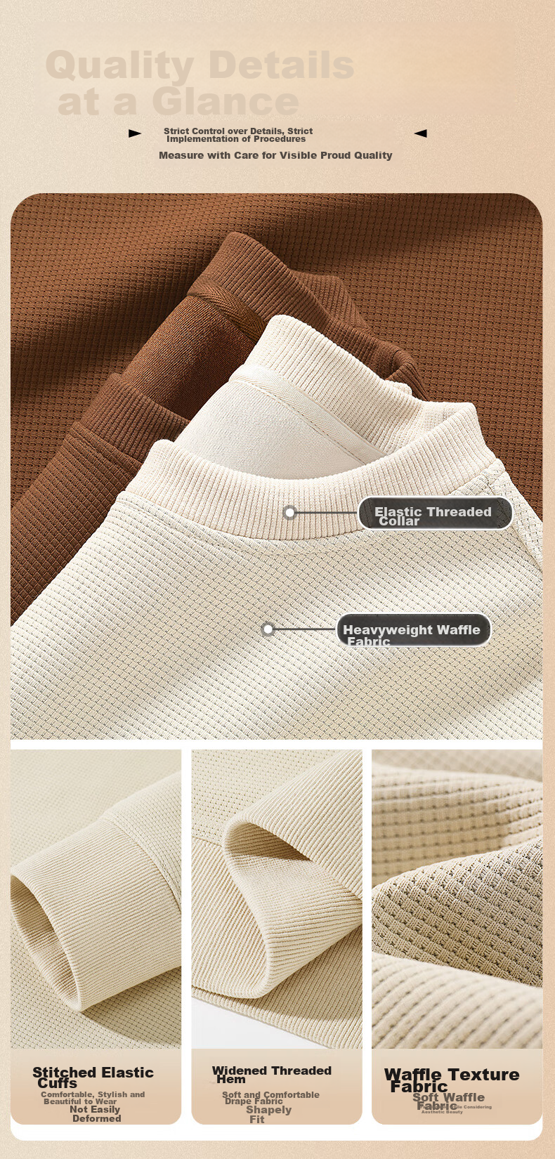 Jeanswest Heavyweight Sweatshirt for Men, Autumn Waffle Texture, Draping, Wrinkle-Resistant, National Trend Lucky Jacket, Loose-Fitting Large Size Top C 6