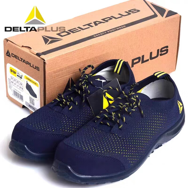 DELTAPLUS Men's Safety Shoes Summer Breathable Anti-Odor Anti-Static Anti-Puncture Anti-Smash Slip-Resistant Wear-Resistant 301228 (Upgraded to 301236) Size 38