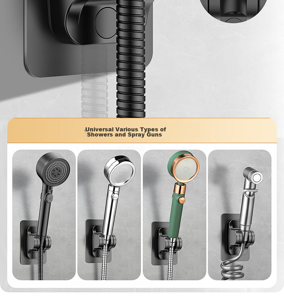 Muvi Shower Head Holder, No Drilling Required, Shower Hose Base, Bathroom Wall-Mounted Handheld Shower Head Bracket 8