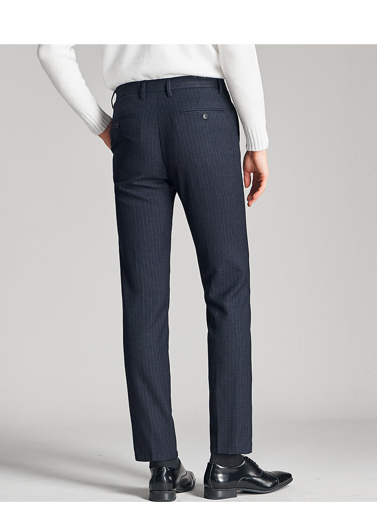FIRS Men's Casual Pants with Brushed Thick Vertical Stripes, Autumn And Winter Warm Mid-Rise Straight-Leg Everyday Versatile Trousers 11