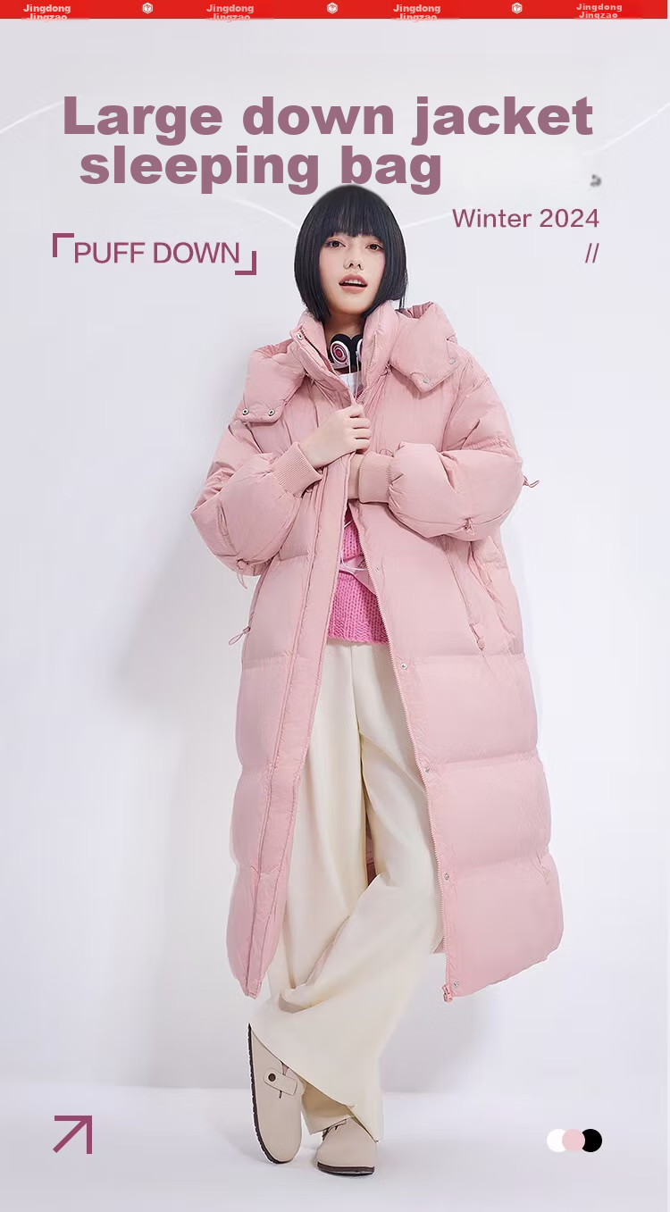 JD Original down Jacket, Spring And Autumn Casual Women's Style, 90% Down, Mid-Length, Comfortable, Versatile, Windproof, Warm Coat, Black, Size L 2