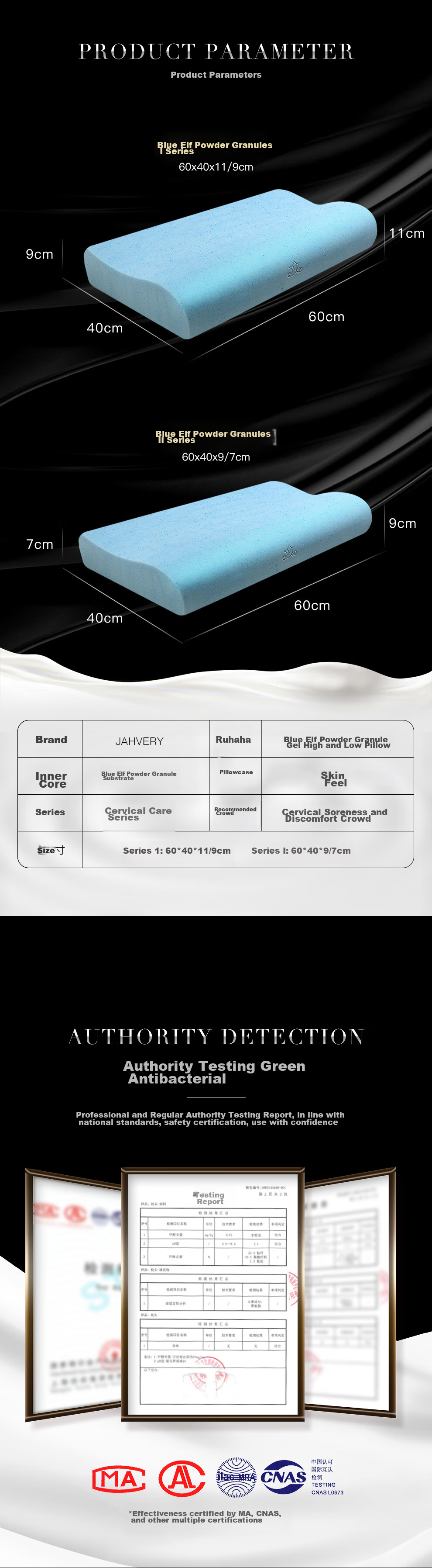 JAHVERY Gel Pillow, Cervical Pillow for Sleeping, Specially Designed for Cervical Spondylosis, Sleep Aid, Slow Rebound Memory Foam Neck Support Pillow, 9/11cm 7