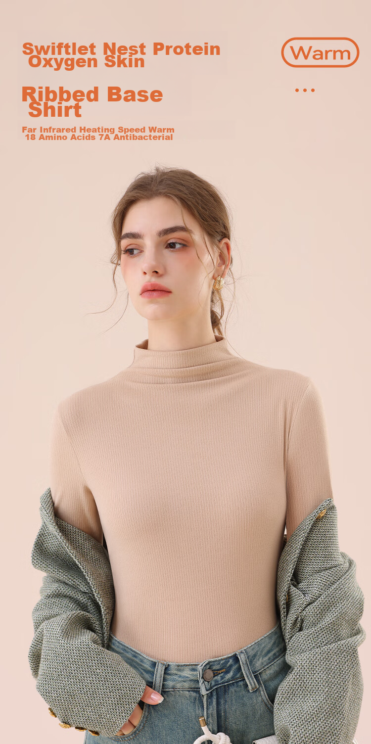 MiiOW Bird's Nest Protein Moisturizing Base Shirt, Women's Semi-Turtleneck, Autumn And Winter Inner Layer, Slim-Fit, High-Elastic Base Underwear, Thin Top 1