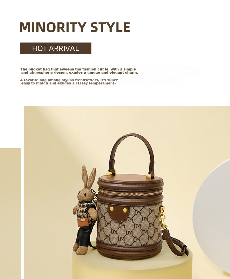 Aiqinghai Handbag, Women's Bucket Bag, Crossbody Shoulder Cylindrical Phone Bag, Niche Birthday Mother's Day Gift, Practical Present for Mom 10