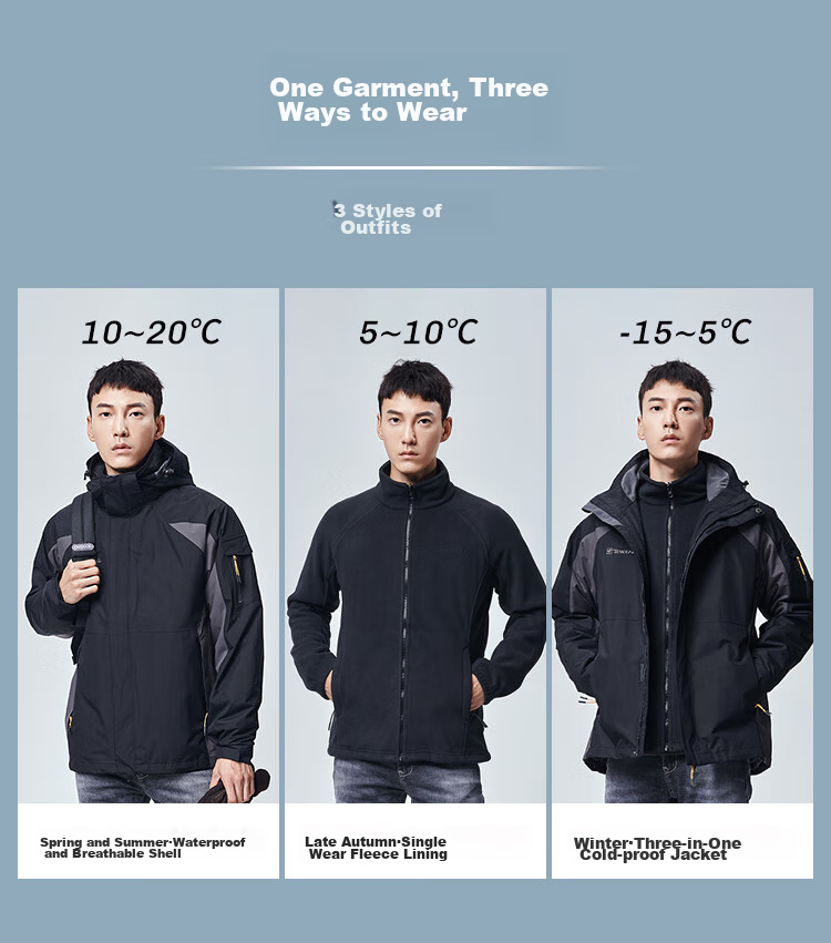 TOREAD Women's Outdoor Three-In Fleece Jacket, Detachable Two-Piece Set, Windproof, Warm Mountaineering Suit, Cold-Resistant Coat 5