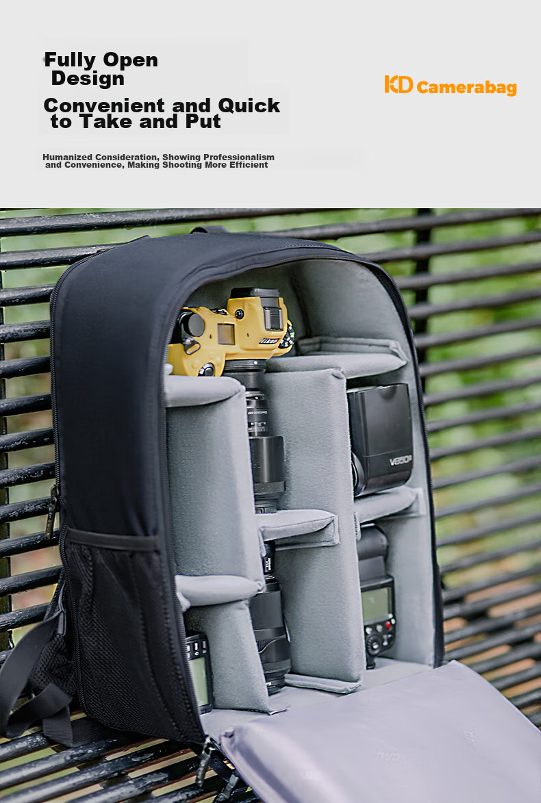 CWATCUN Camera Backpack, Portable Shoulder Bag for Canon Nikon Sony, Multifunctional Water-Resistant Shooting Bag 7