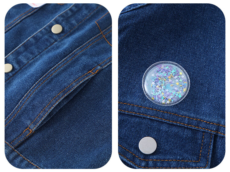 QQ DUCK Children's Denim Vest Girls' Sleeveless Jacket Youth Clothing Classic Vest Navy Blue; 165 30