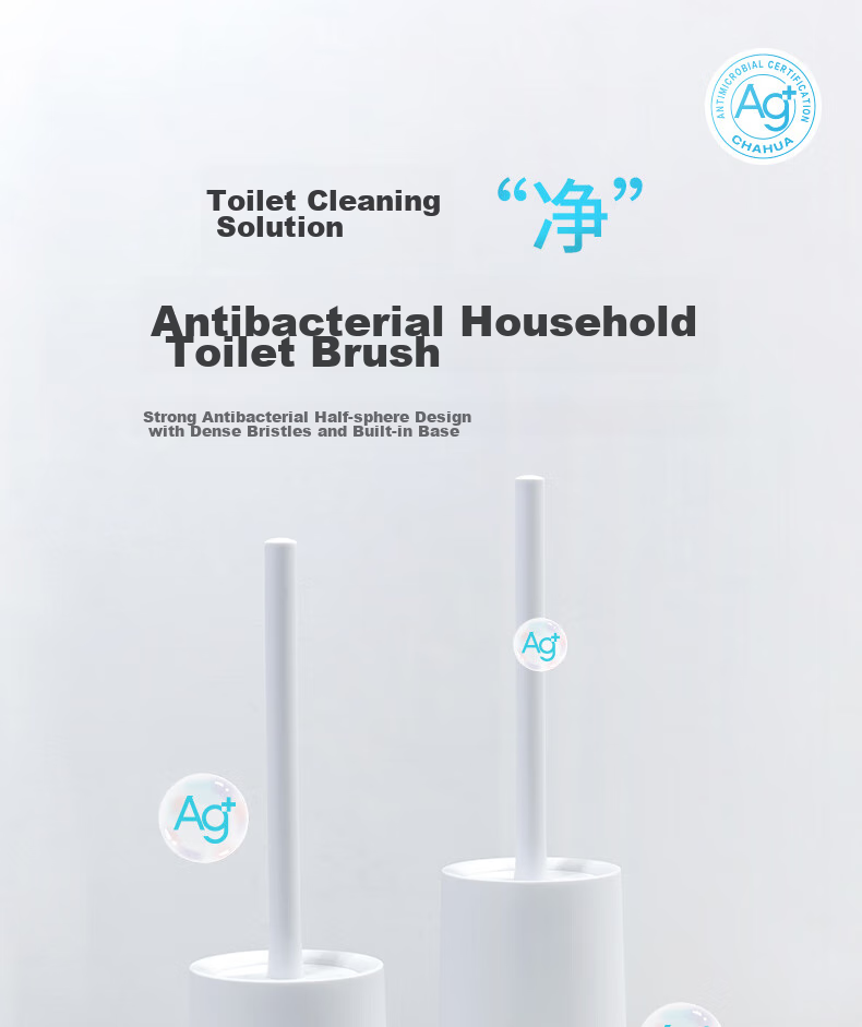 CHAHUA Toilet Brush Set with Extended Handle, Splash-Proof Long Bristles, Bathroom Cleaning Brush, Wall-Mounted 1