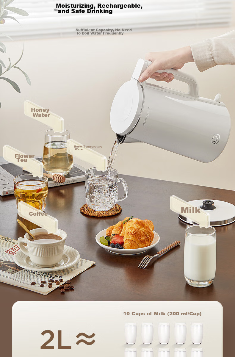 Joyoung Electric Kettle, 2L Large Capacity, 316L Stainless Steel Seamless Inner Tank, No Glue, Household Water Boiler, K20FD-W513 7