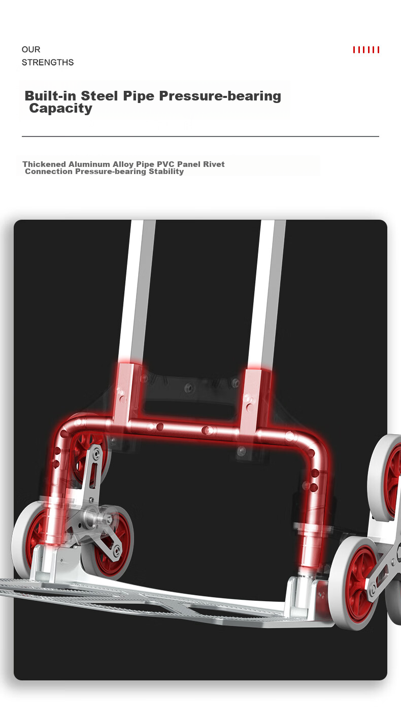 DU PONT Nai'an Series Folding Grocery Cart with Handle, Portable Luggage Trolley for Stairs, Moving, And Hauling 4