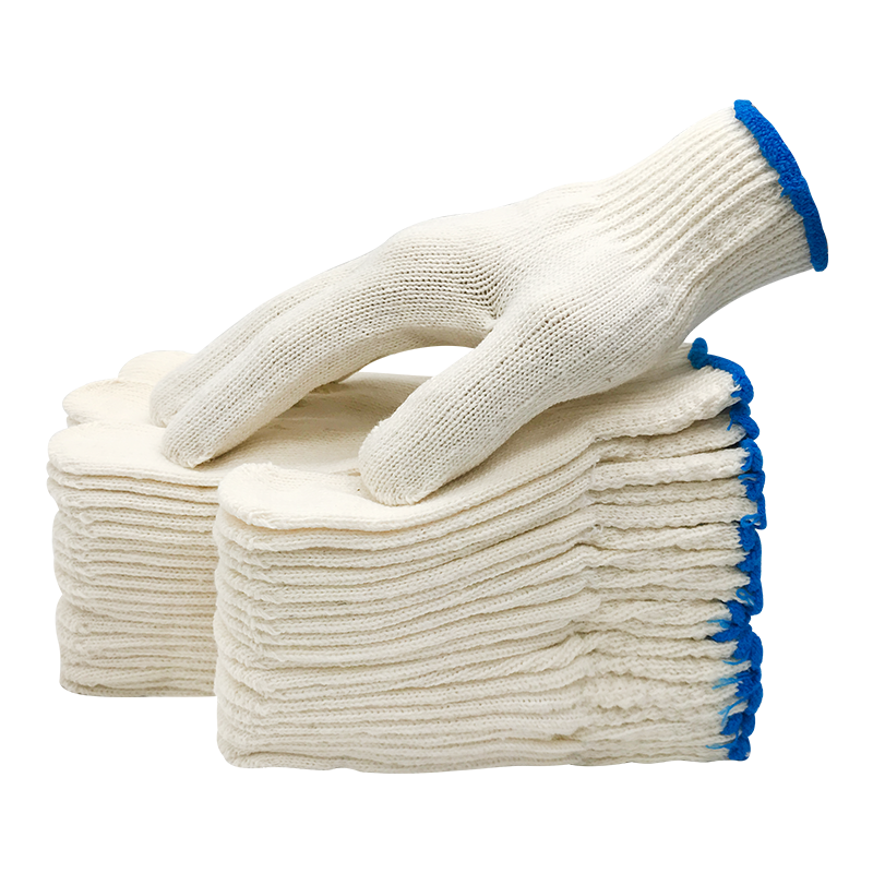 Teweiqiang Cotton Work Gloves, 100 Pairs/pack, 500 Blue-Edged Thickened Non-Slip Wear-Resistant Industrial Cotton Yar