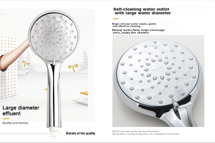 KOHLER Chenyu [Three Functions] Streamlined Handheld Shower Head with Single Spray R72421T-CP Silver 9