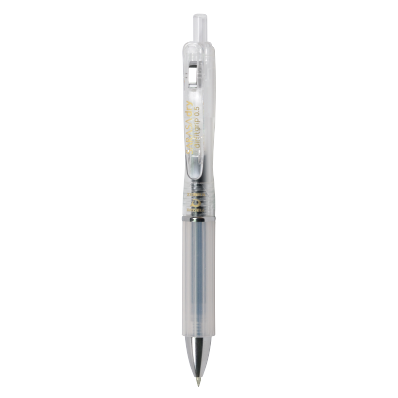 ZEBRA Academic Superstar JJZ49 Retractable Quick-Drying Gel Pen 0.5mm for Students' Signature, Exam Practice, Quick Note-Taking Writing Pen Transparent Barrel with Transparent Clip And Black Ink Single Pe