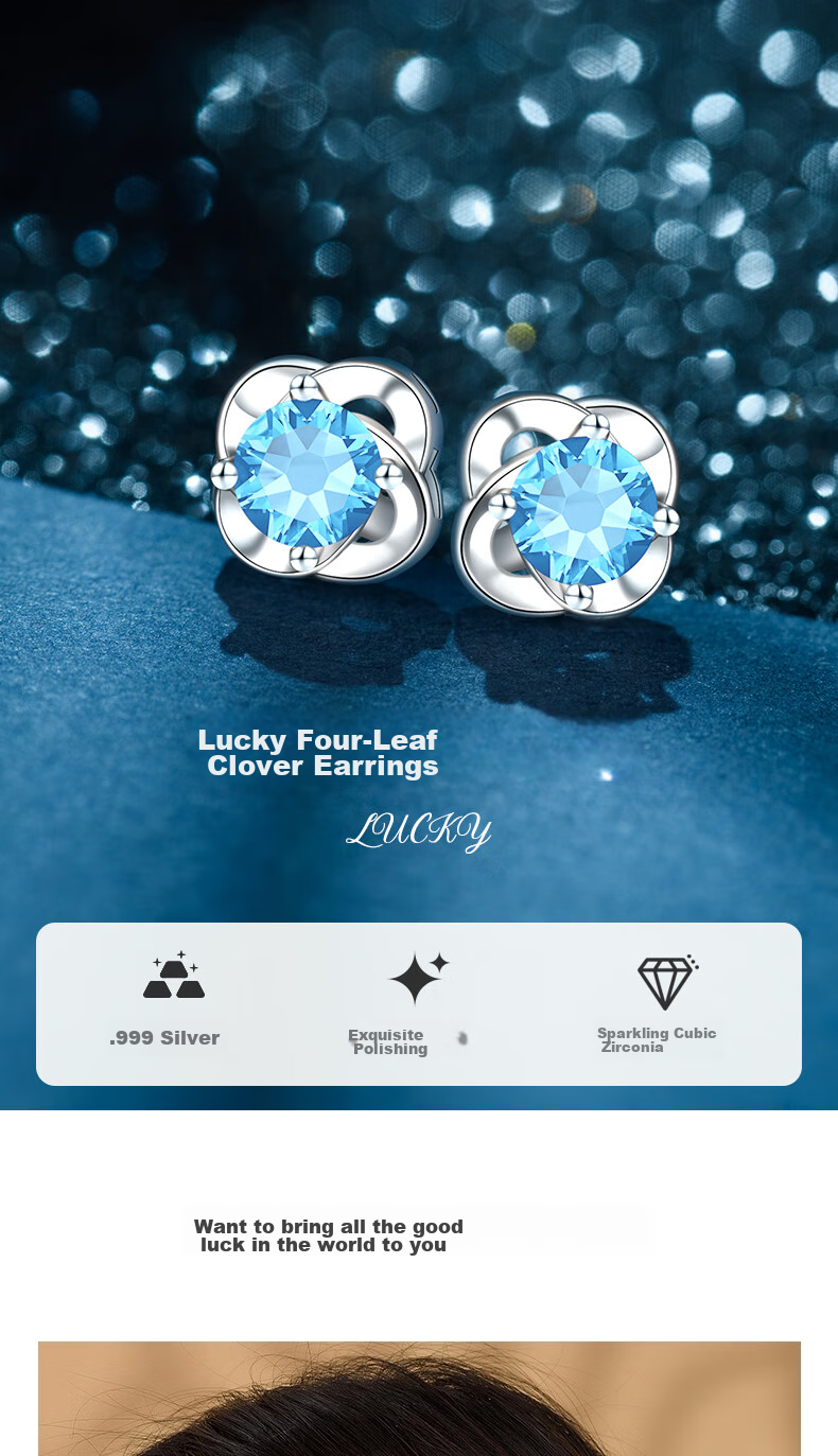 MANHE S999 Sterling Silver Four-Leaf Clover Stud Earrings for Women, New 2026 Style Birthday Gift for Female Friends 1