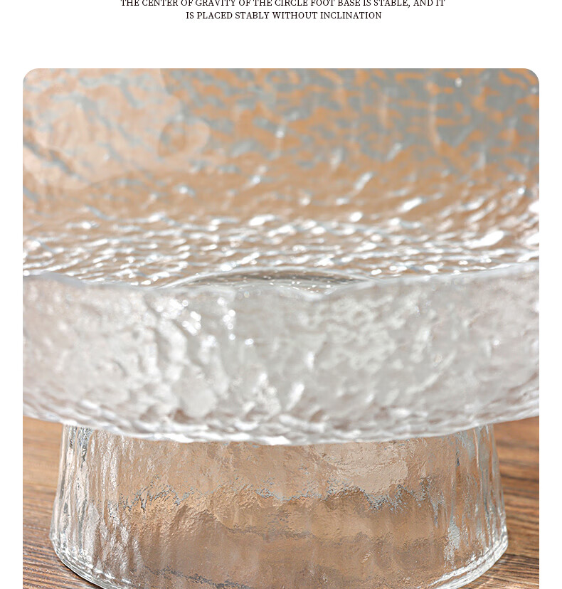 BJ Glass Fruit Plate, Tray, Light Luxury Living Room Snack Plate, Dried Fruit Plate, Tea And Dessert Plate, Candy Dish, High-Foot Hammered Patter 9