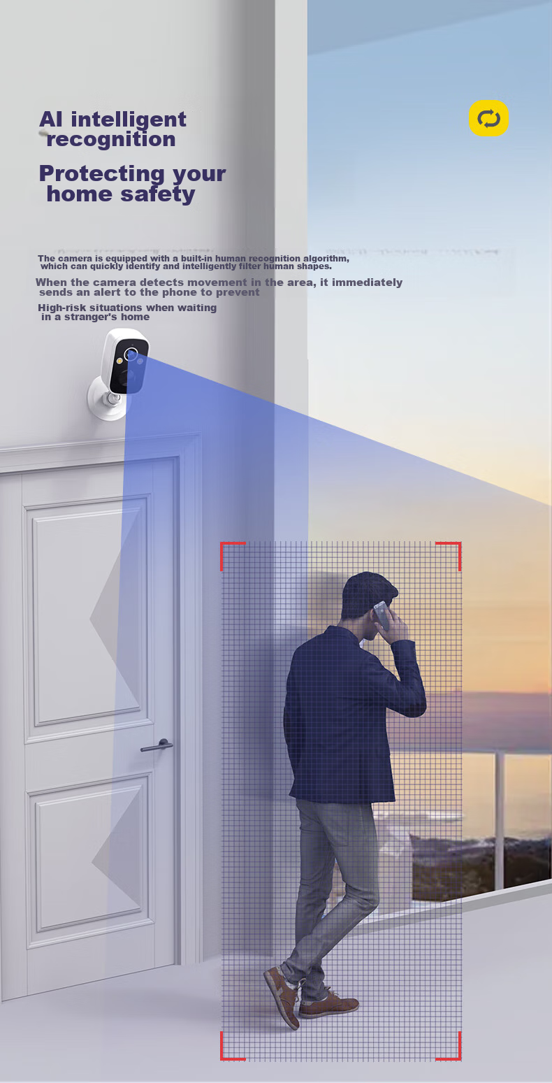 Boorgeel Wireless Camera, No-Plug Home AI Doorway Surveillance, Rechargeable Battery, Large Capacity, Long-Lasting Battery Life, WiFi, Remote Mobile Phone Calls, Night Vision, Outdoor Waterproof 5