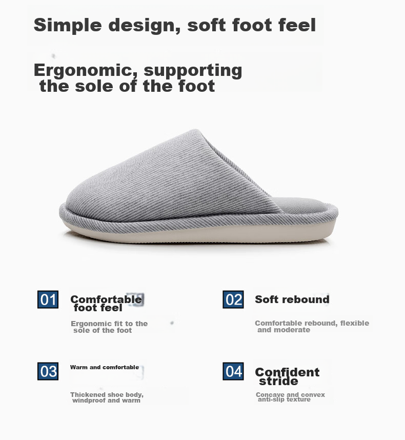 GUOLUOFEI Non-Stick High-Quality Couple Slippers Spring Autumn Indoor Non-Slip Thick-Soled Cotton Slippers for Men And Women Winter Seaso 2
