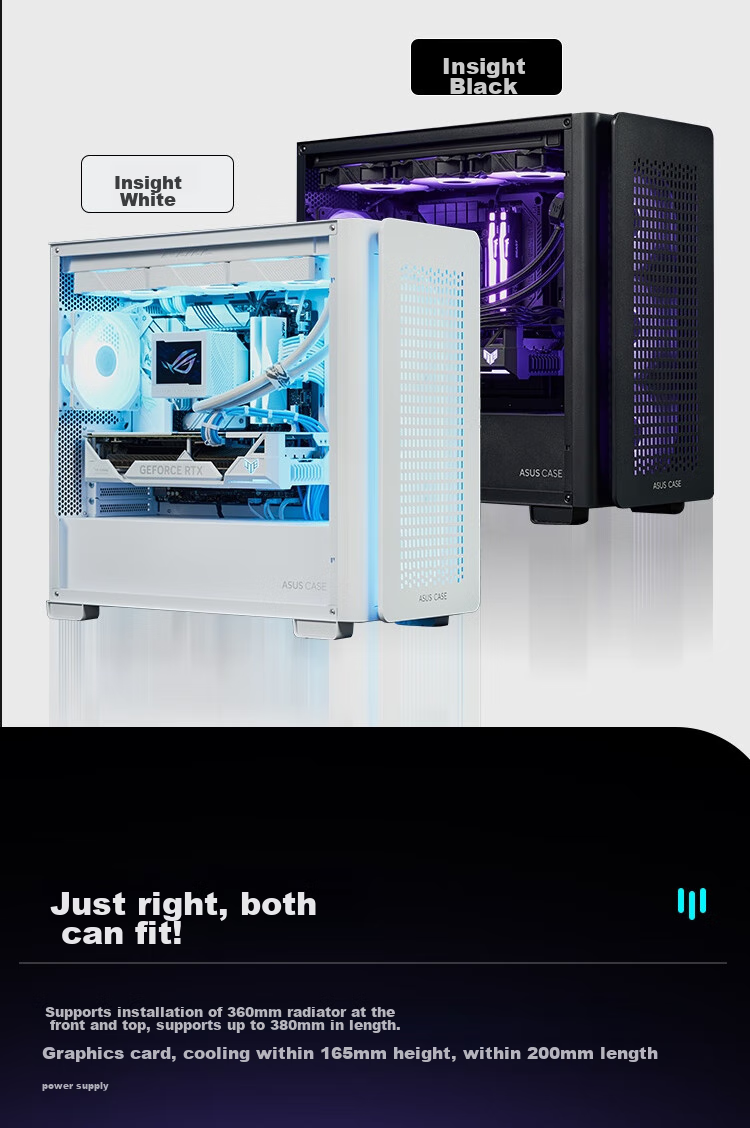 ASUS A23 Dongjianbai Case, Front Mesh Panel/M-ATX/Supports Back-Mounted Motherboard/360mm Water Cooling/3-Sided Dust Protection/Side Transparent Tempered Glass/High-Efficiency Heat Dissipatio 7