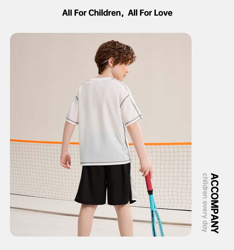 ASK JUNIOR Boys' Sports Set Summer Children's Lightweight Quick-Dry T-Shirt + Shorts Two-Piece Tennis Outfit for Older Kids 150 4