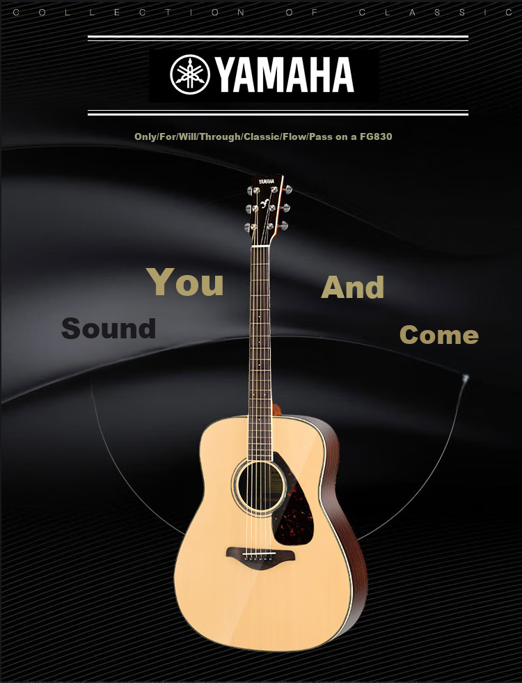 YAMAHA FG830TBS Acoustic Model Solid Wood Top Beginner Folk Guitar, Rounded Corner Guitar, 41-Inch Brown Gradient 1