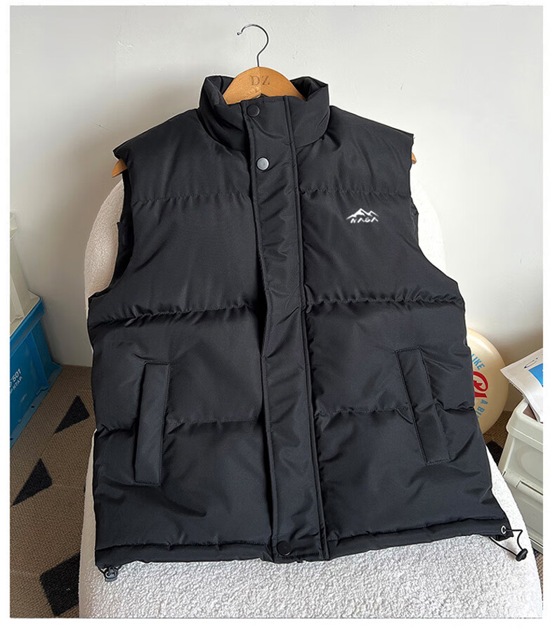 NASA MARVEL Cotton Vest Autumn Winter Men's Sleeveless Thickened Windproof Warm Couple Half Sleeve Jacket Black 4XL 2