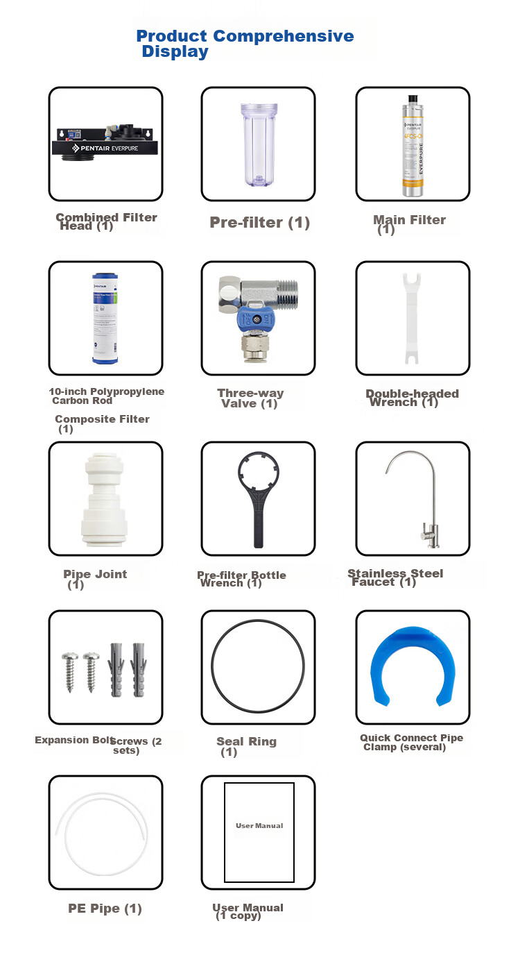 Everpure Under-Sink Direct Drinking Water System with Long-Lasting Filter Cartridge, High Flow Rate, Zero Wastewater, 4 Liters/minute, 10000L Rated Water Output, Water Purifier 4FCS-CN 13