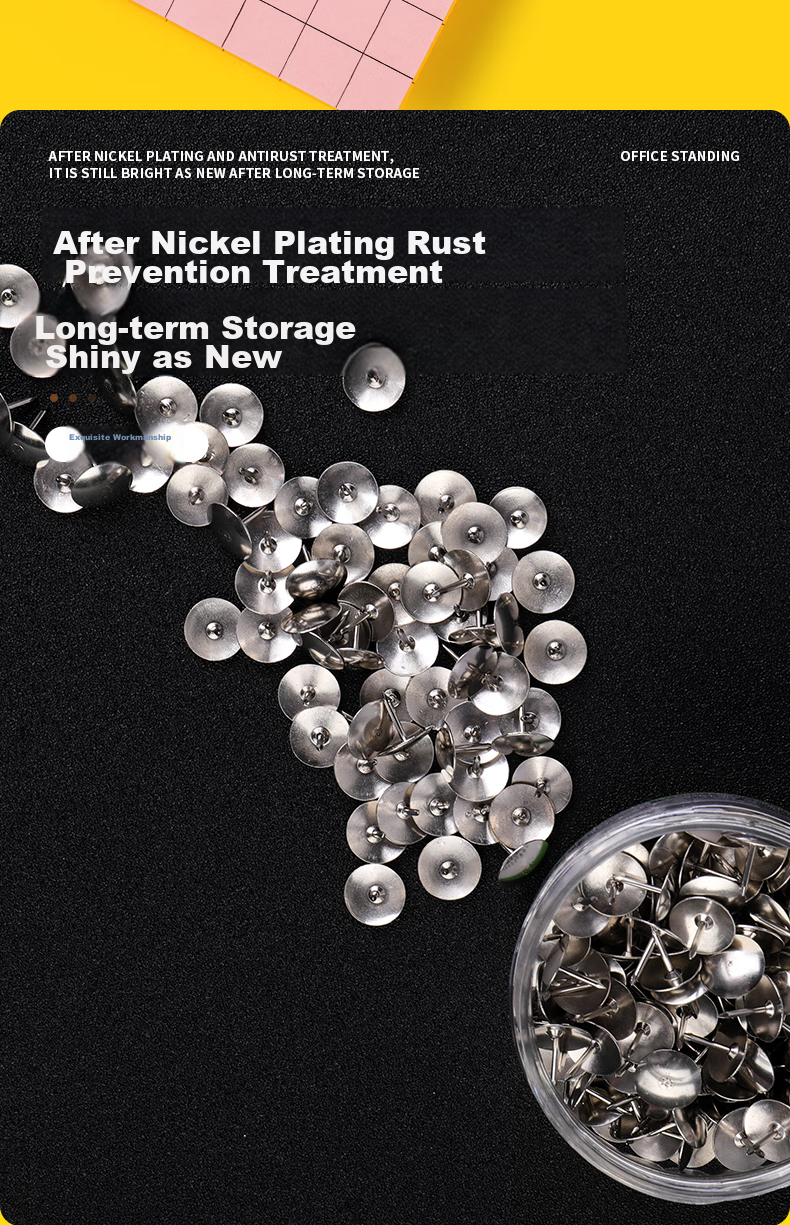 DiLe Premium Series Metal Pushpins, Round Drawing Pins, Cork Board Tacks, Large Head Nails, Wall Nails, Office Supplies, Pushpins 300 Pieces/tube 2220 5