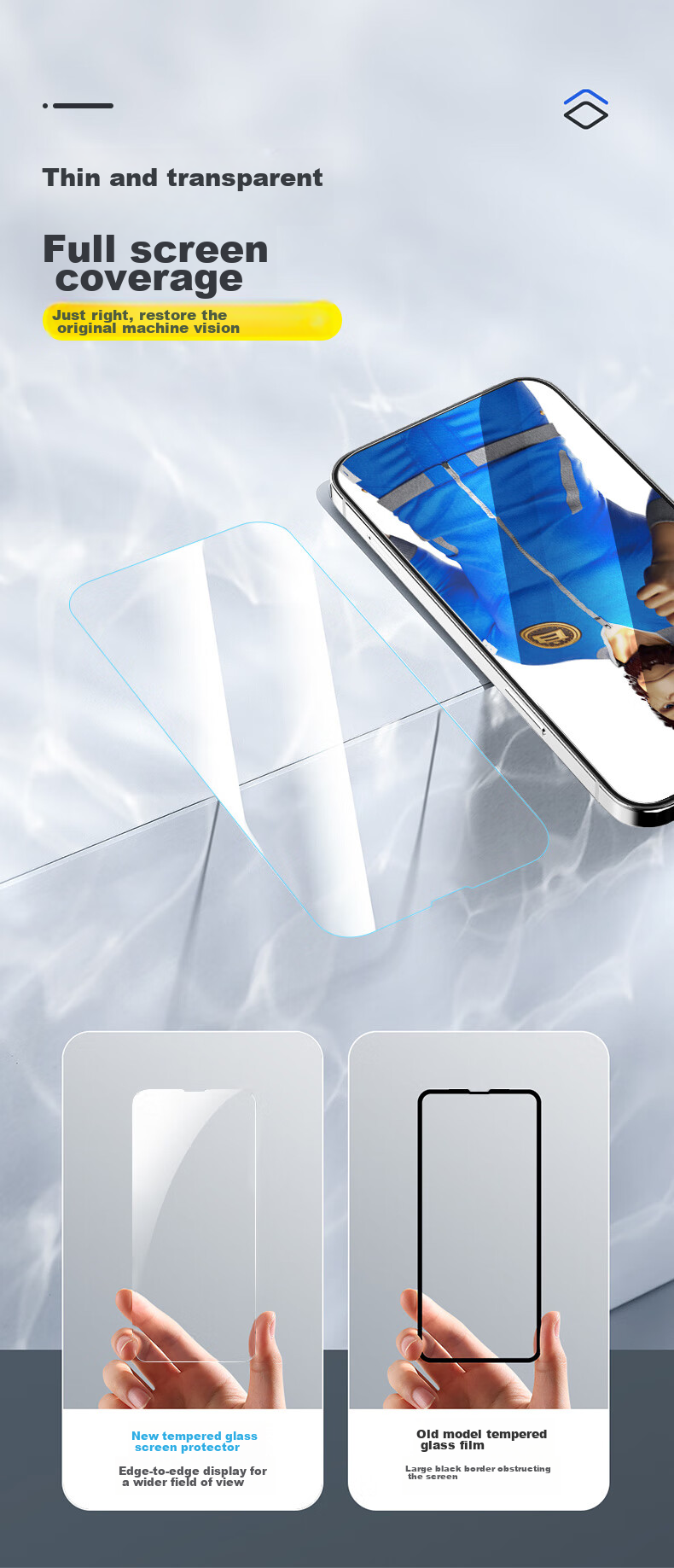 Lanxingxiansheng Tempered Glass Screen Protector for Apple IPhone 13 Pro Max, HD Anti-Peeping, Full Screen Silk Printing Protective Film, Shatterproof Anti-Fingerprint 7