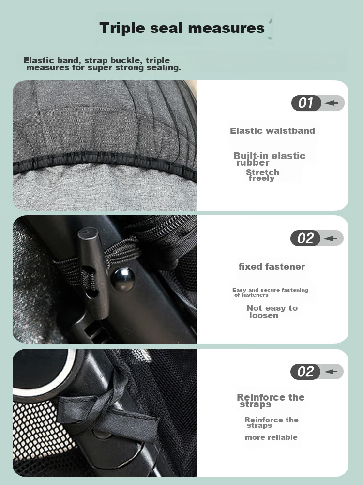 9I9 Baby Stroller Mosquito Net Cover, Summer Infant Carriage Mosquito Net, Full Coverage Universal, Dense Mesh, No Installation Required, Foldable, A22 Black 7